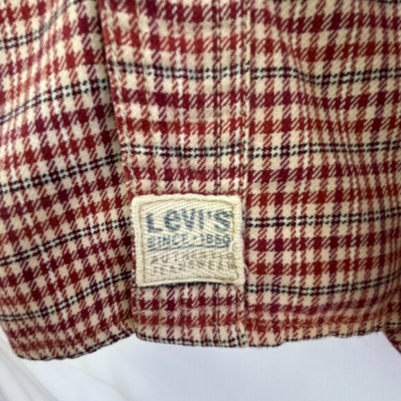 Authentic Vintage Levi’s men’s red plaid button-up cotton shirt Size large - Picture 5 of 9